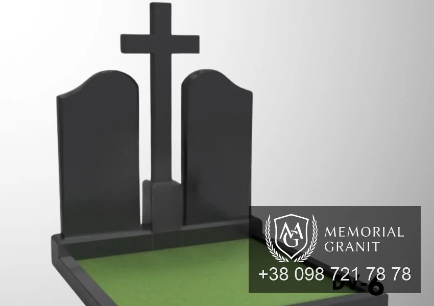 Подвійний пам'ятник з чорного граніту