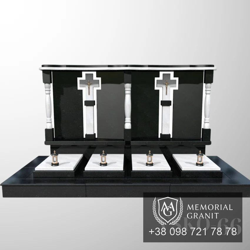 Подвійний пам'ятник з чорного граніту
