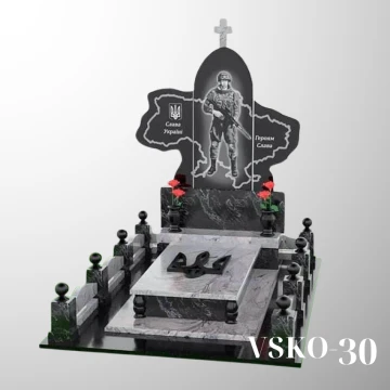 Пам'ятник для військового з чорного граніту
