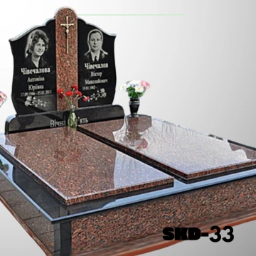 Подвійний пам'ятник з червоного граніту