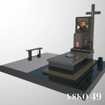 Пам'ятник з темного граніту з хрестом