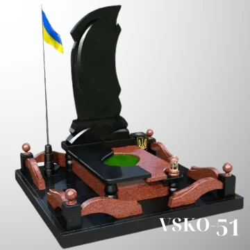 Пам'ятник для військового з чорного та червоного граніту