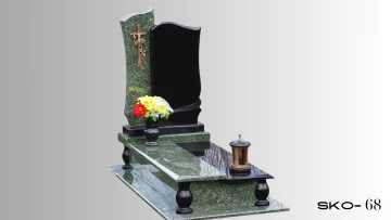 Одинарний пам'ятник з чорного та зеленого граніту