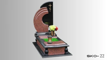 Одинарний пам'ятник з червоного граніту