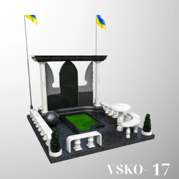 Пам'ятник з чорного граніту з білими елементами