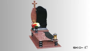 Одинарний пам'ятник з червоного та чорного граніту