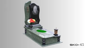 Одинарний пам'ятник з зеленого граніту