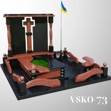 Пам'ятник для військового з червоного та чорного граніту