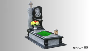 Одинарний пам'ятник з чорного та сірого граніту