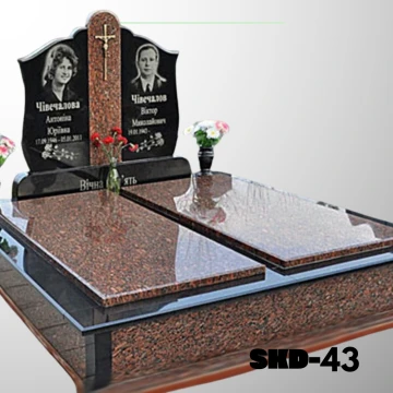Подвійний пам'ятник з червоного граніту