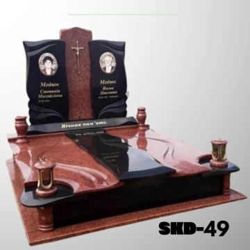 Подвійний пам'ятник з червоного граніту
