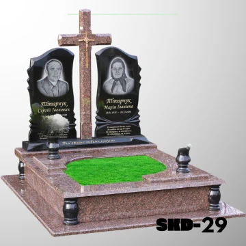 Подвійний пам'ятник з червоного граніту