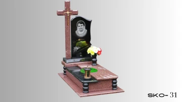Одинарний пам'ятник з червоного граніту