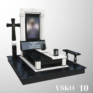 Пам'ятник для військового з чорного та білого граніту
