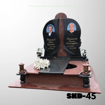 Подвійний пам'ятник з чорного та червоного граніту