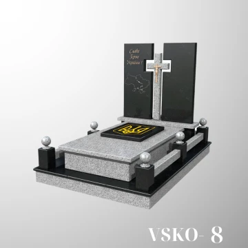 Пам'ятник для військового з чорного та сірого граніту